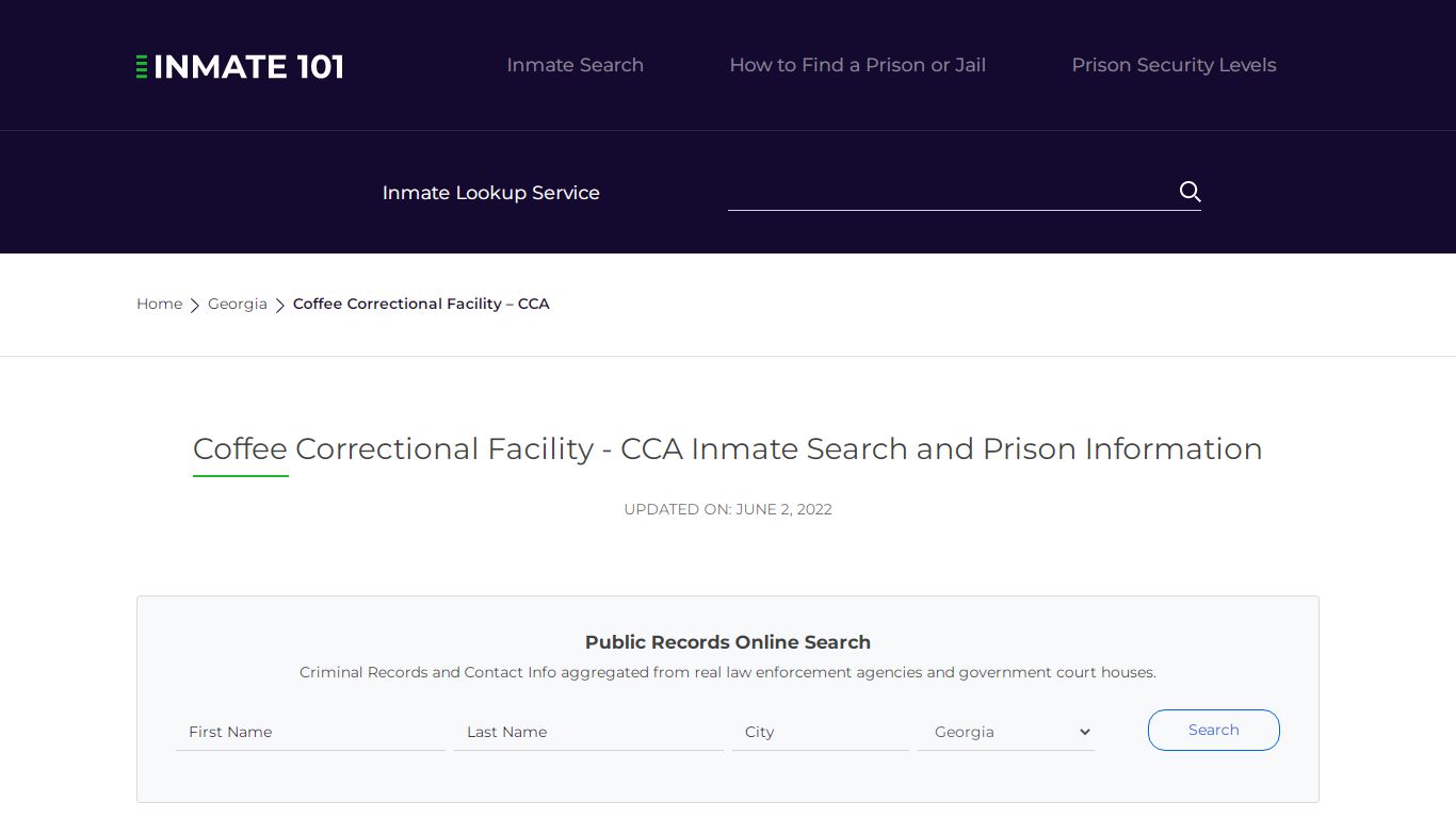 Coffee Correctional Facility - CCA Inmate Search ...